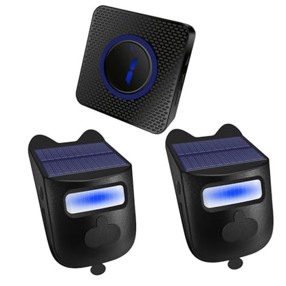 Solar Infrared Sensor Wireless Doorbell & Driveway Alarm – 1/2 Mile Range, 120° Detection, Weatherproof, Solar & USB-C Charging, for Home/Business Security 【Motion Sensor*2+ Alarm Receiver*1】