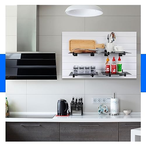 Yexiya 24 Pcs 10 Inch Slatwall Shelf Bracket Heavy Duty Slatwall Shelves Display Hooks Hangers Floating Slatwall Accessories for Panel Retail Shop Garage Room Storage Organizer Exhibition (Black)