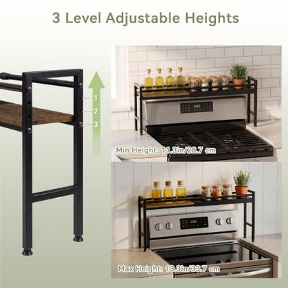 Extendable Over the Stove Shelf, Adjustable Height Over Stove Spice Rack - color: Twist-lock adjustment