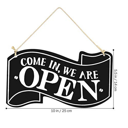 Wooden Double Sided Store Open and Closed Signs for Store Business or Home (Black)