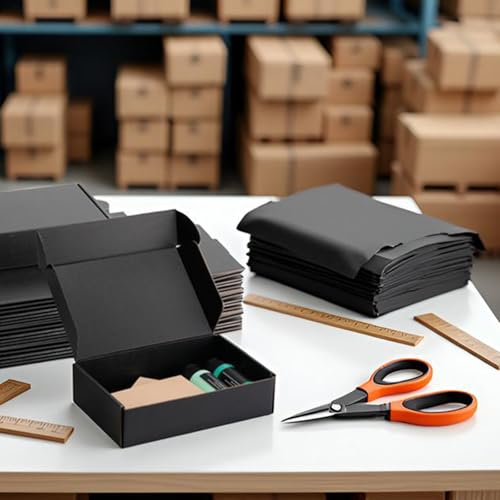 8x5x2 inch Black Shipping Boxes for Small Business- Set of 25 - color: Black, size: 8x5x2 Inch