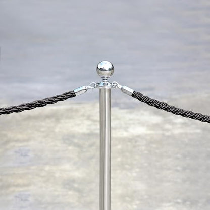 PATIKIL Stanchion Rope, 1.2m/3.9Ft Barrier Rope Twisted Post Ropes for Posts Stands Queue Divider Crowd Control of Hotel, Black Silver - color: Black, Silver, size: 3.9Ft
