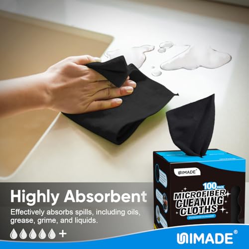 UNIMADE Microfiber Cleaning Cloth, 100 Sheets Microfiber Towels for Cars - color: Black