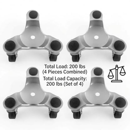 QWORK 4 pcs 6" Steel Tri-Dolly, 200 lbs Load Capacity, for Moving Furniture & Appliances, Swivel Caster Easy Tool