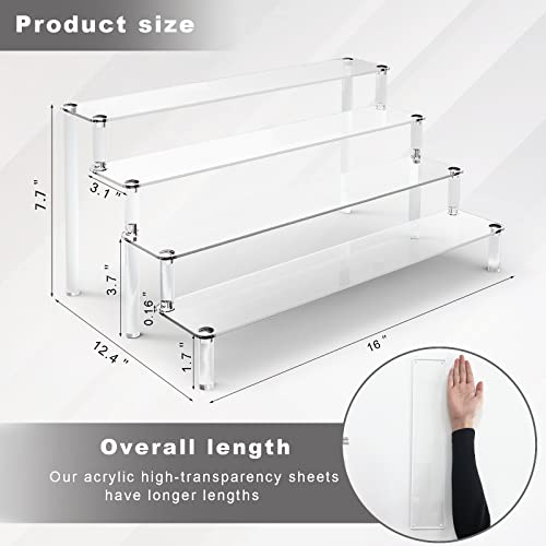 2 Pack 4 Tier Clear Acrylic Display Risers Stand Shelf