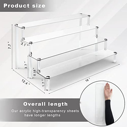 2 Pack 4 Tier Clear Acrylic Display Risers Stand Shelf