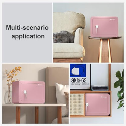 Marcree 0.23 Cubic Small Safe Box for Home, Mini Safes for Kids, Pink Safe - color: 0.23 cuft-PINK