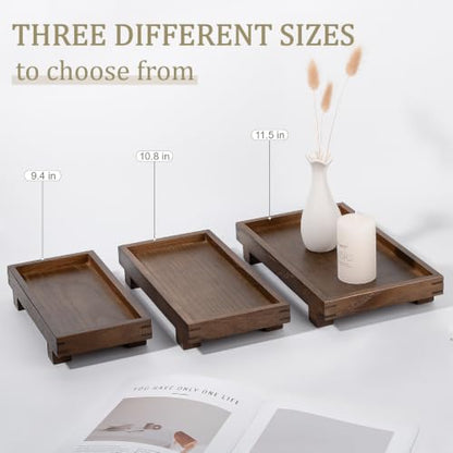 Bathroom Counter Tray Wooden Riser Display Kitchen Soap Holder, Walnut - color: Walnut, size: 9.4" x 4.7" x 1.7"