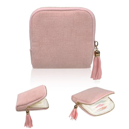 Stratalife Small Travel Jewelry Case, Velvet Storgae Pouch - color: Light Pink