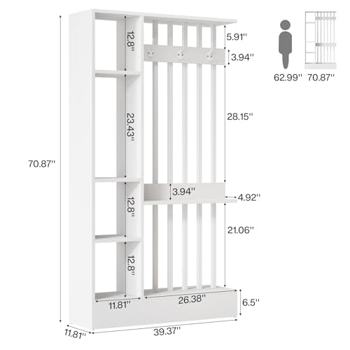 Tribesigns Wall Room Divider with Shelves, 71" Freestanding Room Divider - color: White