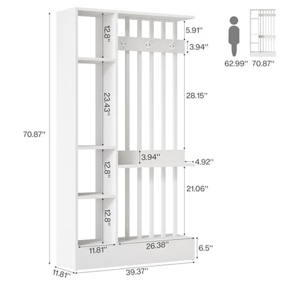 Tribesigns Wall Room Divider with Shelves, 71" Freestanding Room Divider - color: White