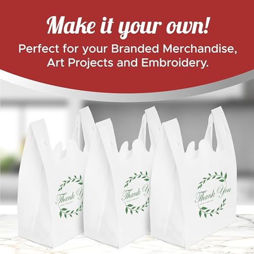 Simply Cool 200 Pack Reusable Thank You Grocery Bags T-Shirt Tote Bags Bulk - color: White - Thank You