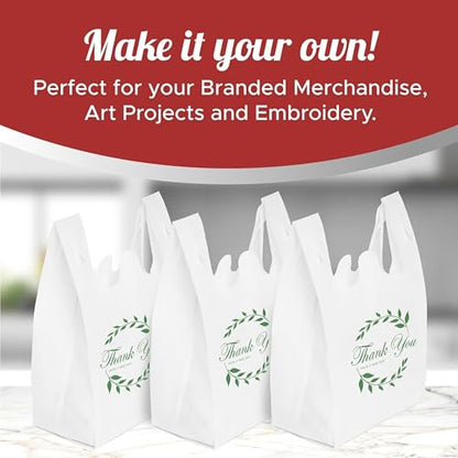Simply Cool 200 Pack Reusable Thank You Grocery Bags T-Shirt Tote Bags Bulk - color: White - Thank You