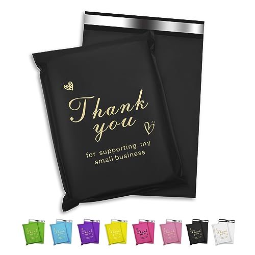 Thank You Poly Mailer 14.5x19 Inch 50 Pcs, Black - color: Black, size: 14.5x19 Inch 50 pcs