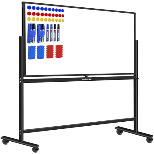 H-Qprobd Dry Erase Board with Stand 72"x40" Magnetic Mobile Whiteboard on Wheels Double-Sided Rolling Whiteboard for Office, Home & School - size: 70"W x 74"H