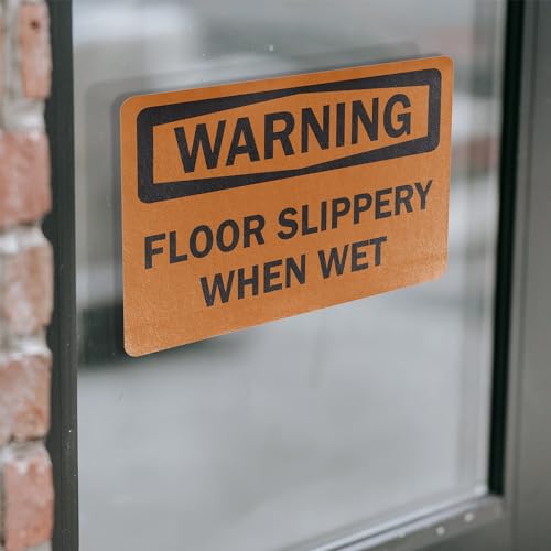 (2 Pack) Floor Slippery When Wet OSHA Warning Sign 7 Inch X 5 Inch Vinyl Label Decal Sticker Weather Resistant, UV Protected for Workplace, Business, and Construction Site, Made in the USA - size: 7 Inch X 5 Inch, style: Vinyl Decal