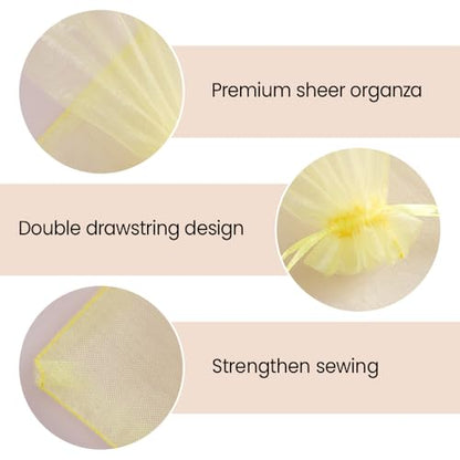 Meowoo 100PCS Organza Bags (3x4inch, Beige) - color: beige-3x4in-100p, size: 3x4in