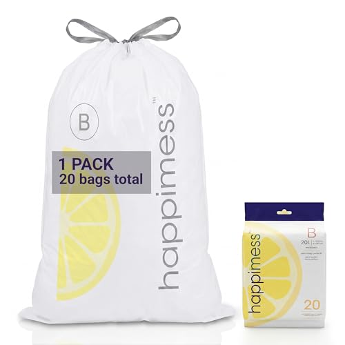 happimess 20-Count Lemon Scented 5.3 Gal Trash Bags, White - color: White (Lemon Scented), size: 20 Count (Pack of 1)