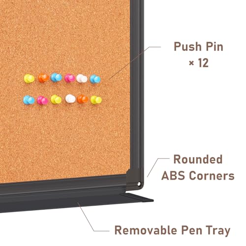 Maxtek Black Whiteboard and Cork Board Combo 24 x 18 in, Wall Mounted - size: 18" x 24"