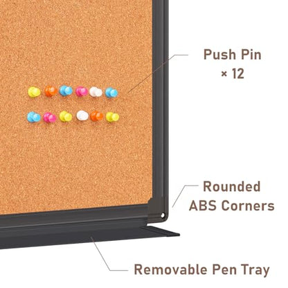Maxtek Black Whiteboard and Cork Board Combo 24 x 18 in, Wall Mounted - size: 18" x 24"