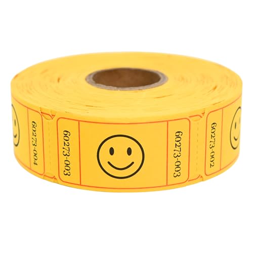 LLIKED 500 Raffle Tickets 1x2inch Smile Yellow Single Roll for Events - color: Yellow, size: 1"x2"