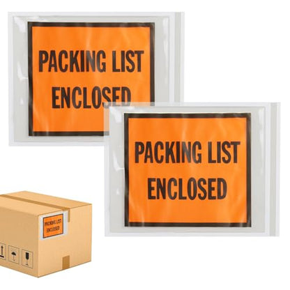 PSBM 2000 PCS 7 x 5.5 Inch Orange Full Face Packing List Enclosed Bags, Shipping Mailing Envelopes and Packing Slip Pouches for Mailing Labels, Invoices and Documents