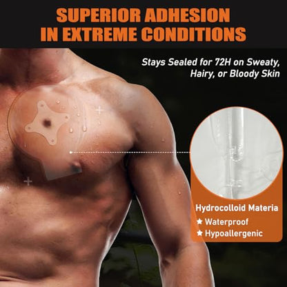 2Pcs Vented Chest Seal, Occlusive Adhesive Pad, 4 Vents Sterile Emergency Trauma Dressing, IFAK Trauma Refill Medical First Aid Supplies for Wound Care, Sucking Chest - size: 2Pcs
