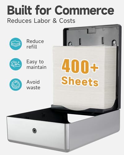 AIKE 400 Sheets Wall Mount Paper Towel Dispenser,Fit Multifold Paper,Silver - color: Silver