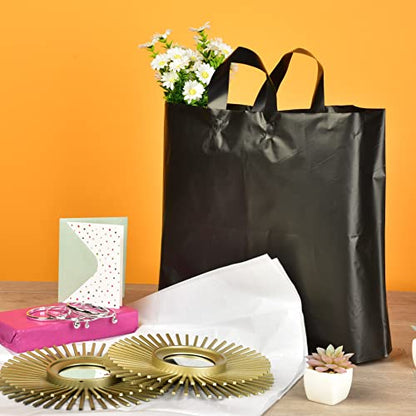Prime Line Packaging Black Plastic Bags with Handles,19.5x4x15, 50 Pack - color: Black