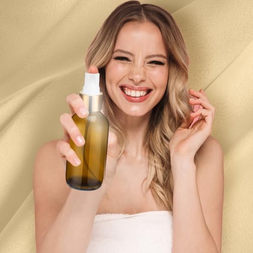 Fumete 2 Pack Glass Spray Bottles 4oz,Amber, Golden Top,Mist Bottle - color: Amber, Golden Top, style: Mist Bottle