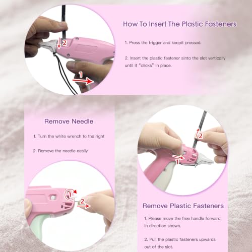 Stitch Gun for Clothes, Quick Clothing Fixer with 2000 Fasteners 6 Needles - color: Pink