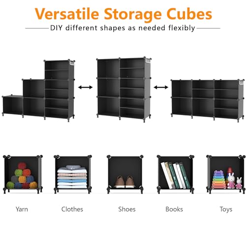 AWTATOS 6 Cube Closet Organizer Storage Shelves, Black - color: Black