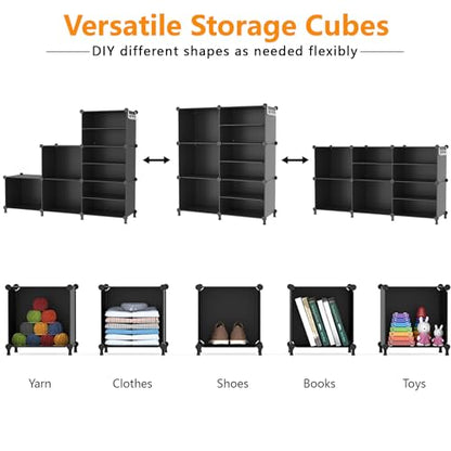 AWTATOS 6 Cube Closet Organizer Storage Shelves, Black - color: Black
