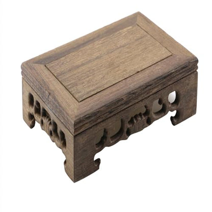 Wooden Display Stand Base 6.69" x 4.33" Rectangle Wood Carved Pedestal Oriental Style Home Decoration for Vase, Flower Pots, Teapot, Table Lamp, Fishbowl - style: Rectangle