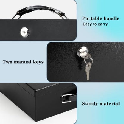 xydled Fireproof Document Box with Key Lock, Fire Safe Box, Black - color: Black, size: Large