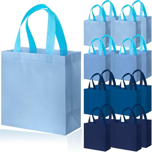 Sweetude 16 Pcs Blue Gift Bags, Reusable Non-woven Tote with Handles - color: Blue