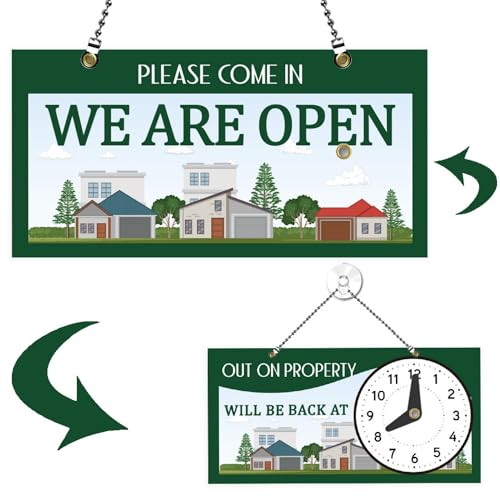 PLIGREAT We Are Open Signs Double Sided Open Closed Sign Please Come In Sign Hours of Operation Sign Plaque for Business Store Office Bars Retail Salon Shop Waterproof Hanging Door Sign with Chain