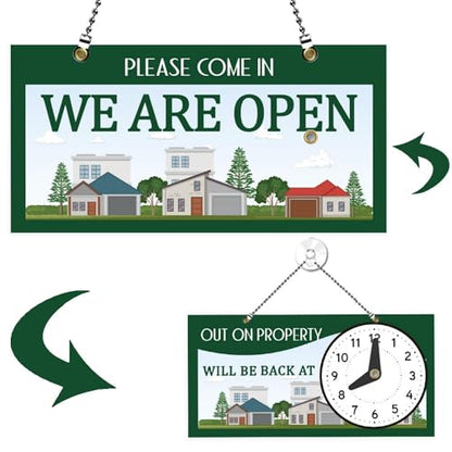 PLIGREAT We Are Open Signs Double Sided Open Closed Sign Please Come In Sign Hours of Operation Sign Plaque for Business Store Office Bars Retail Salon Shop Waterproof Hanging Door Sign with Chain