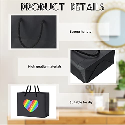 Honoson 100 Pcs Thicken Black Mini Gift Bags with Handles Gift Card Bags - color: Black