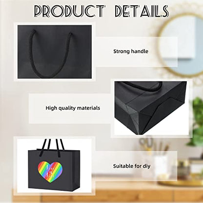 Honoson 100 Pcs Thicken Black Mini Gift Bags with Handles Gift Card Bags - color: Black