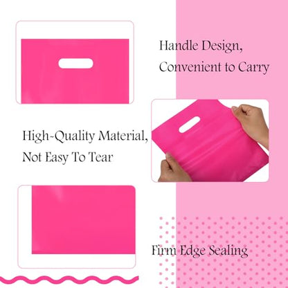 Kosiz 1000 Pcs Plastic Merchandise Shopping Bag Bulk 9 x 12'', Pink - color: Pink