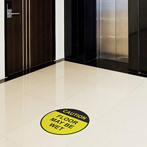 Caution Floor May Be Wet Decals Yellow Black Anti-Slip Round Shape Lifestyle Industrial Signs Stickers 24Inches Longer Side - size: 24inches Longer Side