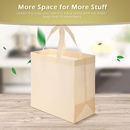 Reginary 50 Pcs Reusable Tote Bags Shopping Bags Non Woven, Beige - color: Beige