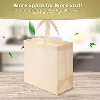 Reginary 50 Pcs Reusable Tote Bags Shopping Bags Non Woven, Beige - color: Beige