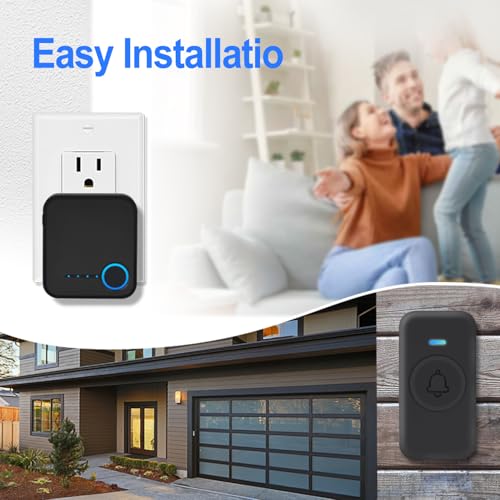 Wireless Doorbell 1000ft Range, Loud Waterproof Door Bell with 60 Melodies - color: Black-‎3 receivers +2 push buttons