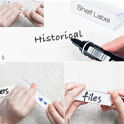 30pcs Plastic Shelf Label Holder, Clear Shelf Label Holder Wood Sign and Tag Ticket Label Holders Clips On to Shelves Thick Shelves with Matched Blank Inserts - size: 0.9*1 *3 inch