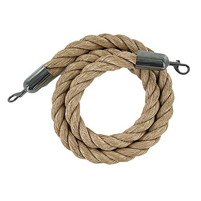 Montour Line Hemp Heavy-Duty Twisted Polypropylene Rope 6 Feet with Satin Stainless Steel Snaps, Post Queue Line Barrier for Movie Theaters, Grand Openings, Hotels - color: Hemp