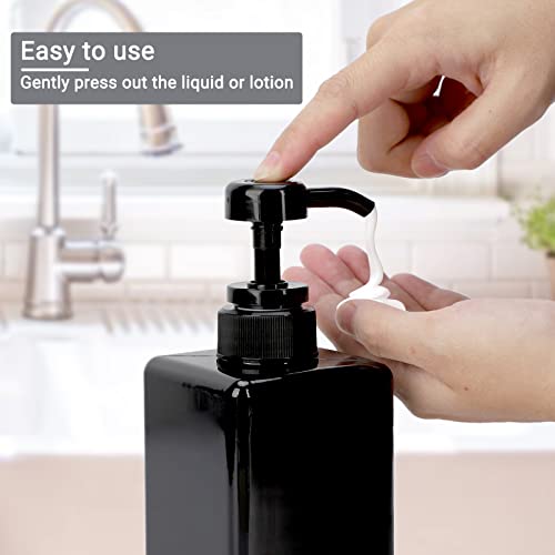 Suream Plastic Shampoo Bottles with Pump 15oz/450ml, Black Bathroom Shampoo and Conditioner Dispenser, Refillable Reusable Empty Pump Press Bottle for Shower, Massage Oil, Lotion, Liquid Soap, 3Pack - color: Black, size: 450ml/3pc