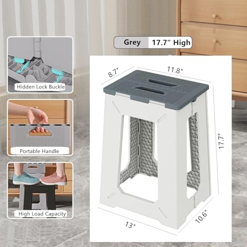 Foldable Bath Shower Safety Chair Seat, 17.7" High Anti-Slip Bench Bath tub Stool for Elderly or Seniors (ShowerChair Grey) - size: 16"H ShowerChair Grey