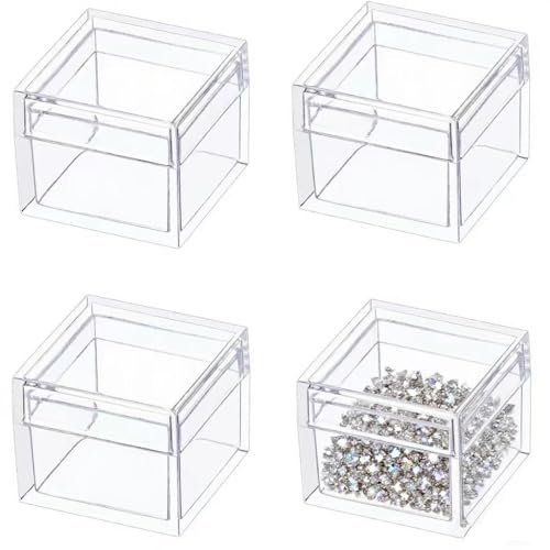 KissYou Small Acrylic Box with Lid Clear Candy Boxes for Display Graduation Wedding Birthday Party Candy Boxes Acrylic Decoration Plastic Square Cube - size: 1.18 x1.18 x 0.86 Inch